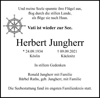 Traueranzeige von Herbert Jungherr von Lübecker Nachrichten