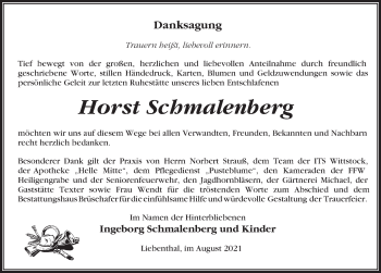 Traueranzeige von Horst Schmalenberg von Märkischen Allgemeine Zeitung
