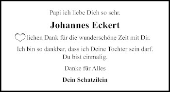 Traueranzeige von Johannes Eckert von Lübecker Nachrichten