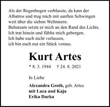 Traueranzeige von Kurt Artes von Lübecker Nachrichten