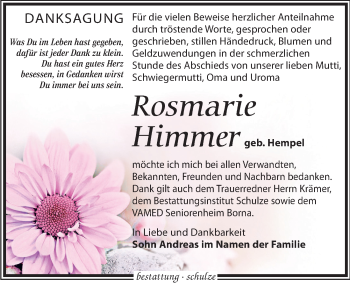 Traueranzeige von Rosmarie Himmer von Leipziger Volkszeitung