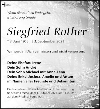 Traueranzeige von Siegfried Rother von Leipziger Volkszeitung