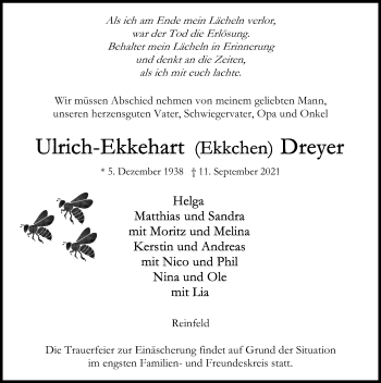 Traueranzeige von Ulrich-Ekkehart Dreyer von Lübecker Nachrichten