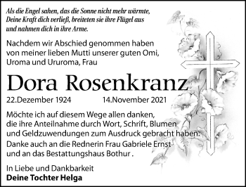 Traueranzeige von Dora Rosenkranz von Leipziger Volkszeitung