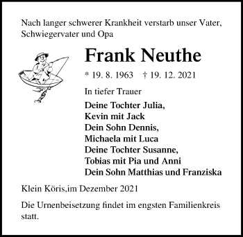 Traueranzeige von Frank Neuthe von Märkischen Allgemeine Zeitung