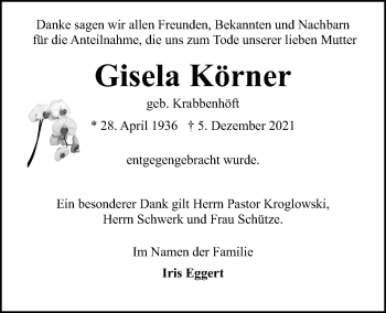 Traueranzeige von Gisela Körner von Kieler Nachrichten