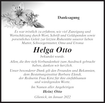 Traueranzeige von Helga Otto von Märkischen Allgemeine Zeitung