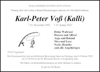 Traueranzeige von Karl-Peter Voß von Kieler Nachrichten