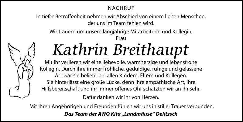  Traueranzeige für Kathrin Breithaupt vom 15.01.2022 aus Leipziger Volkszeitung
