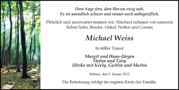 Traueranzeige von Michael Weiss von Ostsee-Zeitung GmbH