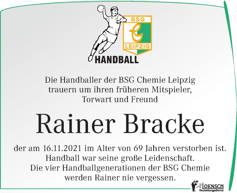  Traueranzeige für Rainer Bracke vom 08.01.2022 aus Leipziger Volkszeitung