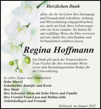 Traueranzeige von Regina Hoffmann von Leipziger Volkszeitung