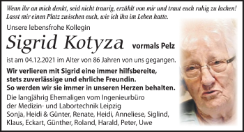 Traueranzeige von Sigrid Kotyza von Leipziger Volkszeitung