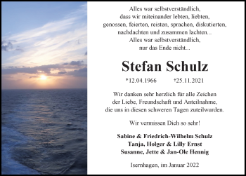 Traueranzeigen von Stefan Schulz | trauer-anzeigen.de