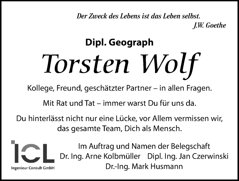  Traueranzeige für Torsten Wolf vom 15.01.2022 aus Leipziger Volkszeitung