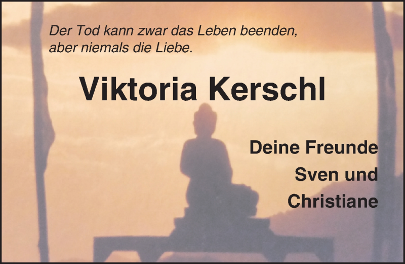  Traueranzeige für Viktoria Kerschl vom 09.01.2022 aus Lübecker Nachrichten