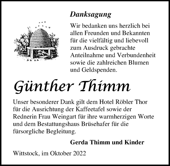 Traueranzeige von Günther Thimm von Märkischen Allgemeine Zeitung