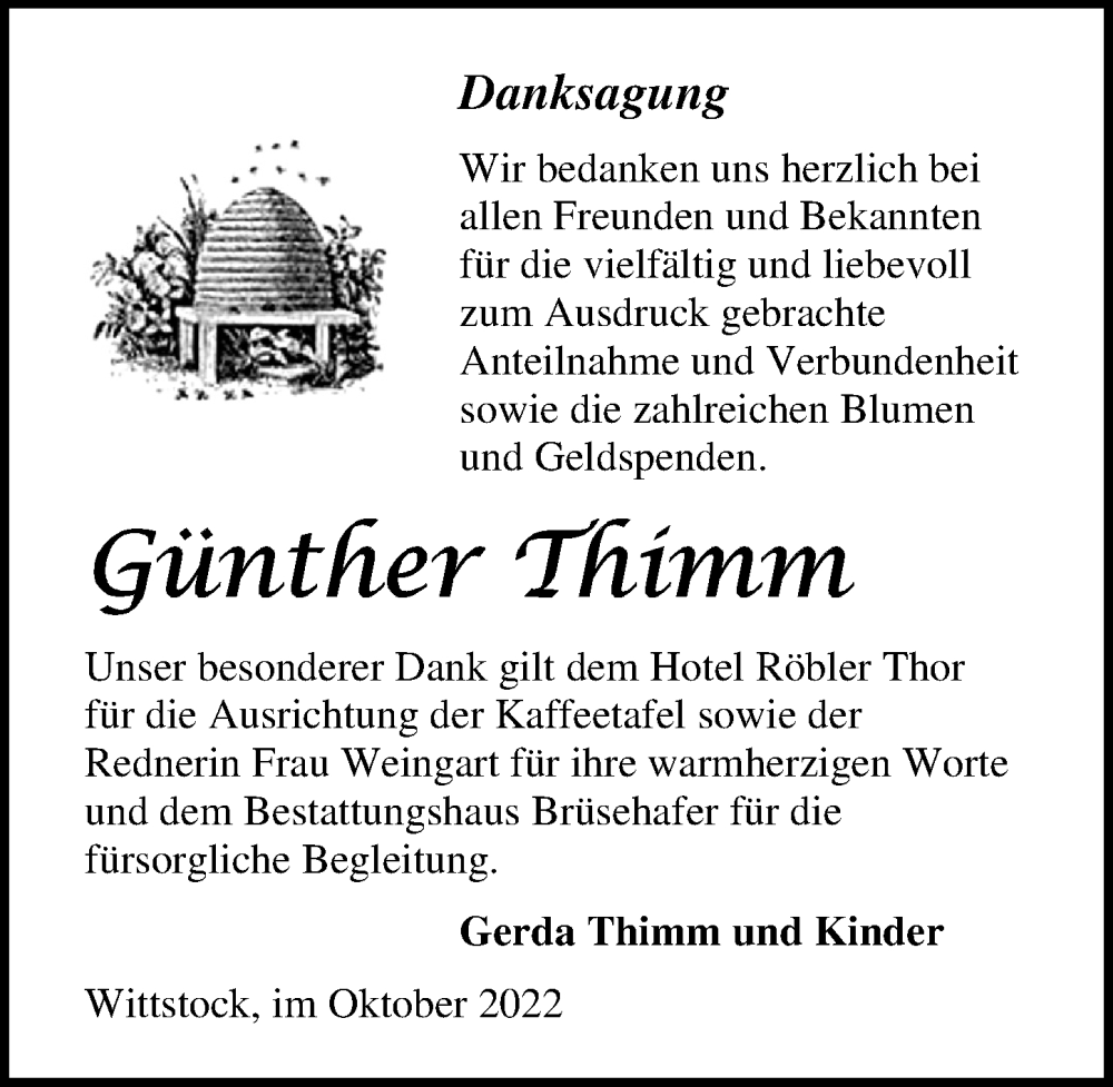  Traueranzeige für Günther Thimm vom 15.10.2022 aus Märkischen Allgemeine Zeitung
