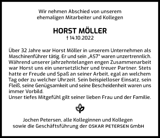 Traueranzeige von Horst Möller von Kieler Nachrichten