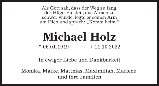 Traueranzeige von Michael Holz von Hannoversche Allgemeine Zeitung/Neue Presse