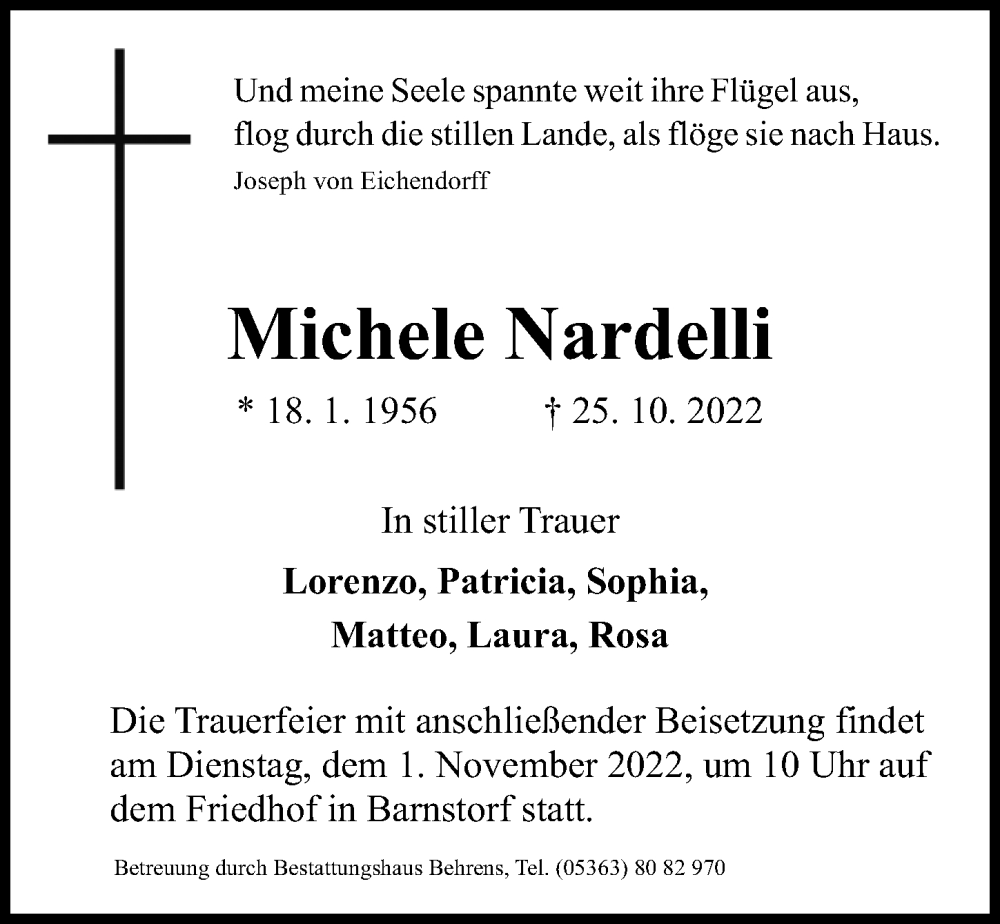 Traueranzeigen von Michele Nardelli trauer anzeigen.de