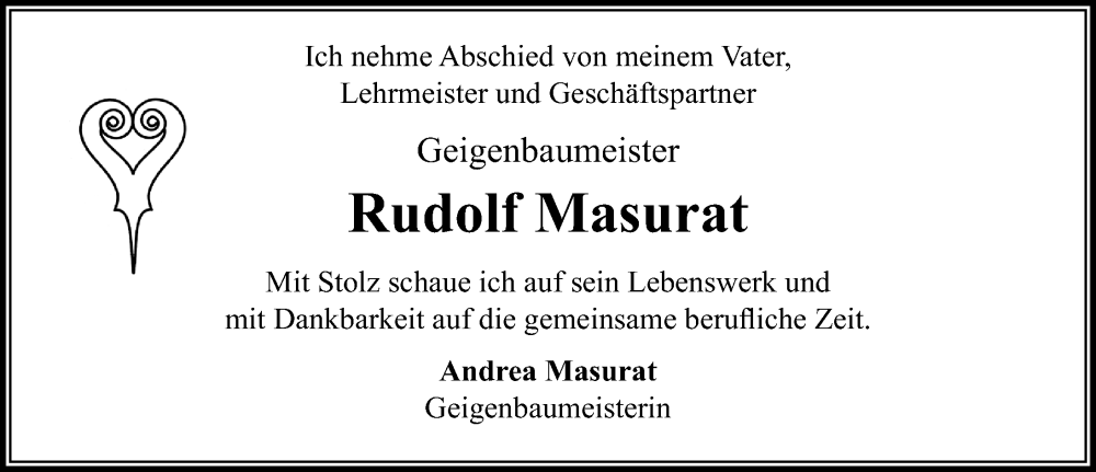  Traueranzeige für Rudolf Masurat vom 23.10.2022 aus Lübecker Nachrichten