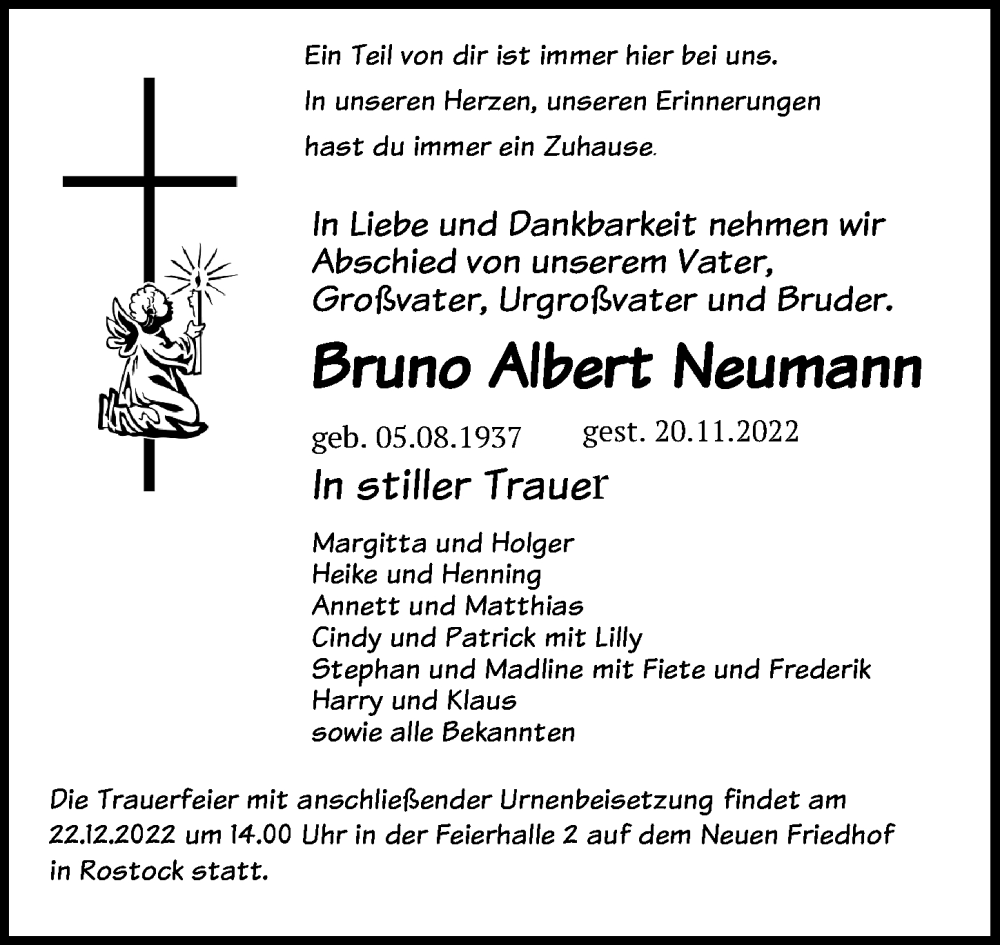 Traueranzeigen von Bruno Albert Neumann traueranzeigen.de