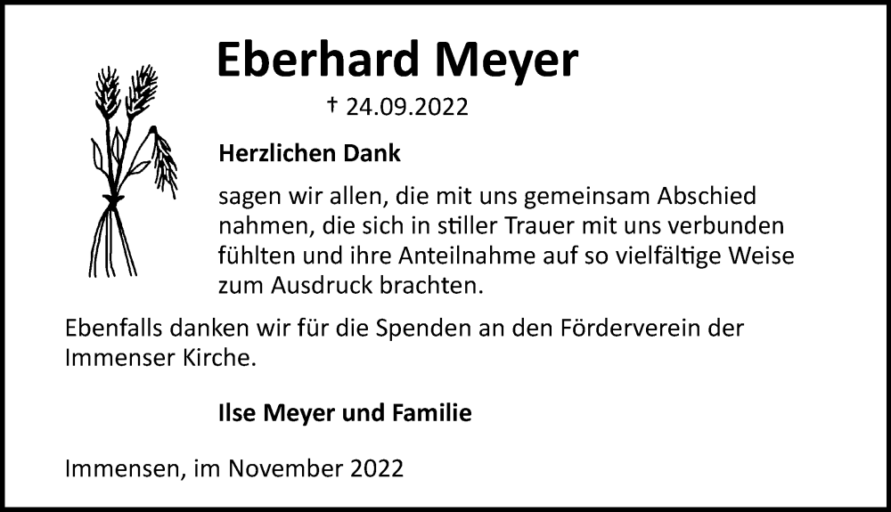  Traueranzeige für Eberhard Meyer vom 05.11.2022 aus Hannoversche Allgemeine Zeitung/Neue Presse