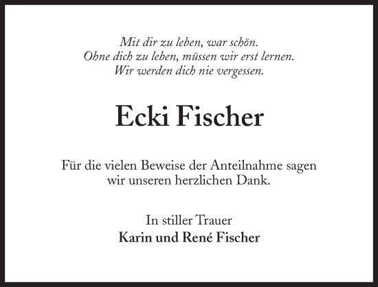 Traueranzeige von Ecki Fischer von Märkischen Allgemeine Zeitung