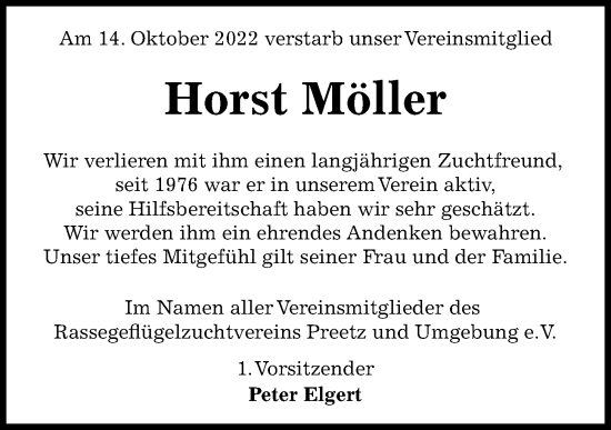 Traueranzeige von Horst Möller von Kieler Nachrichten