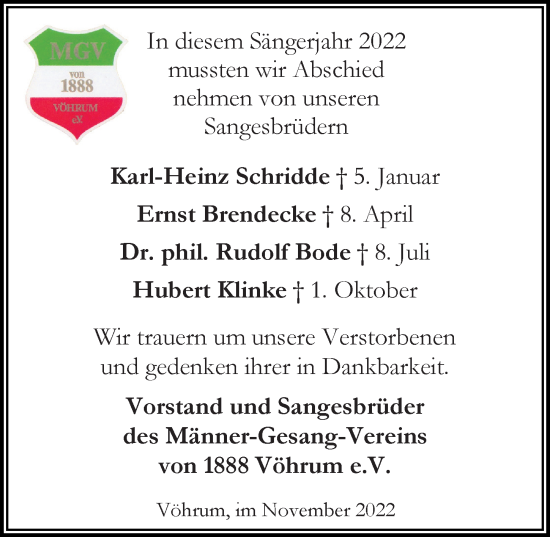 Traueranzeige von Im Gedenken 2022 von Peiner Allgemeine Zeitung