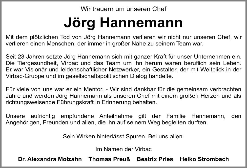  Traueranzeige für Jörg Hannemann vom 26.11.2022 aus Kieler Nachrichten
