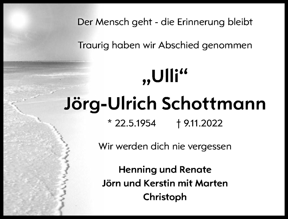  Traueranzeige für Jörg-Ulrich Schottmann vom 19.11.2022 aus Peiner Allgemeine Zeitung