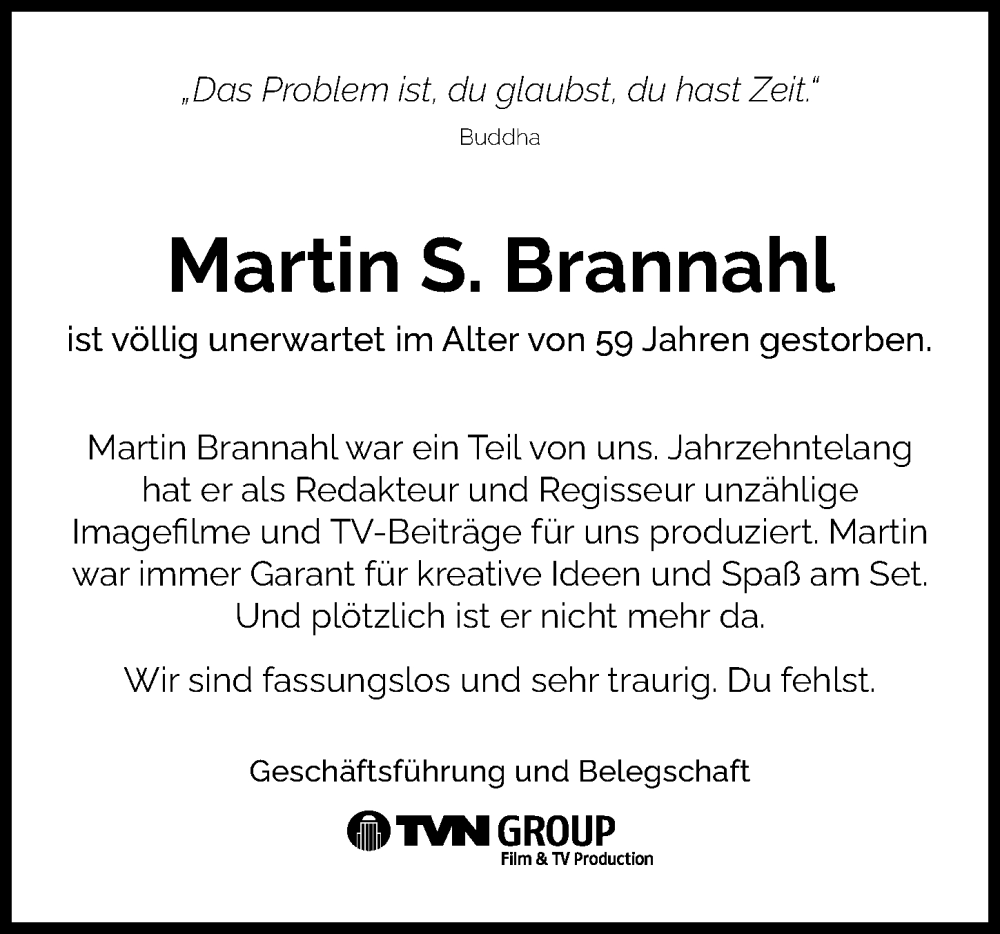  Traueranzeige für Martin  Brannahl vom 12.11.2022 aus Hannoversche Allgemeine Zeitung/Neue Presse