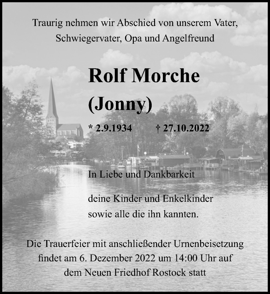  Traueranzeige für Rolf Morche vom 12.11.2022 aus Ostsee-Zeitung GmbH