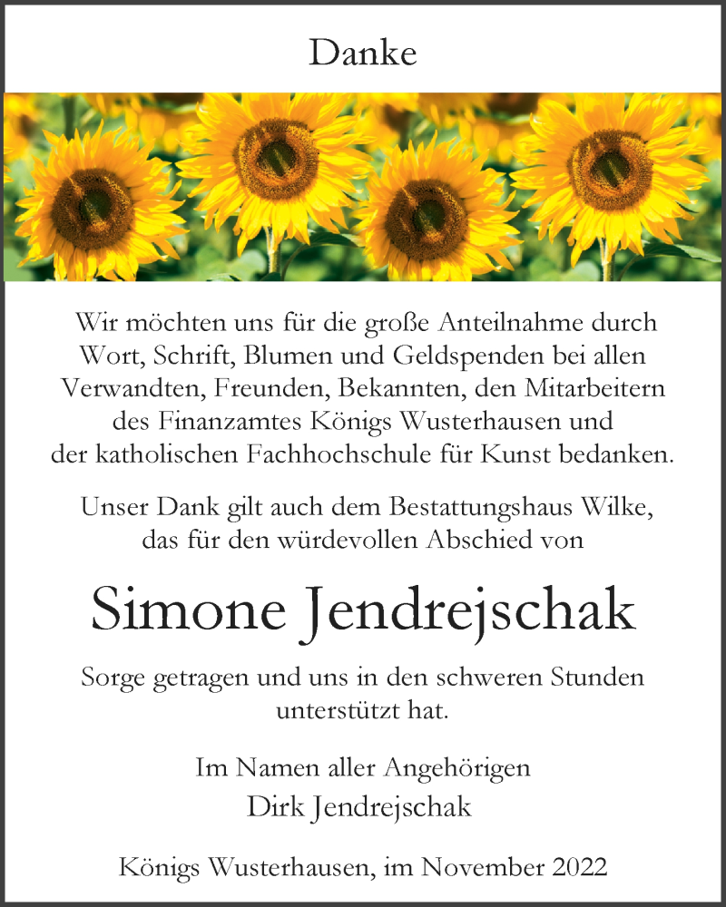  Traueranzeige für Simone Jendrejschak vom 12.11.2022 aus Märkischen Allgemeine Zeitung