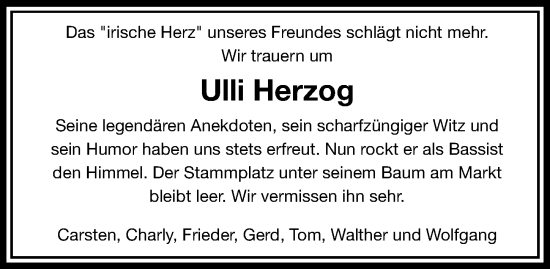 Traueranzeige von Ulli Herzog von Göttinger Tageblatt