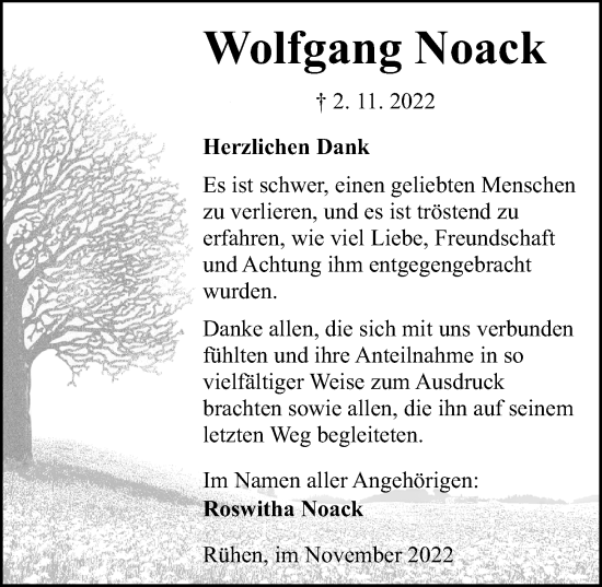 Traueranzeige von Wolfgang Noack von Aller Zeitung