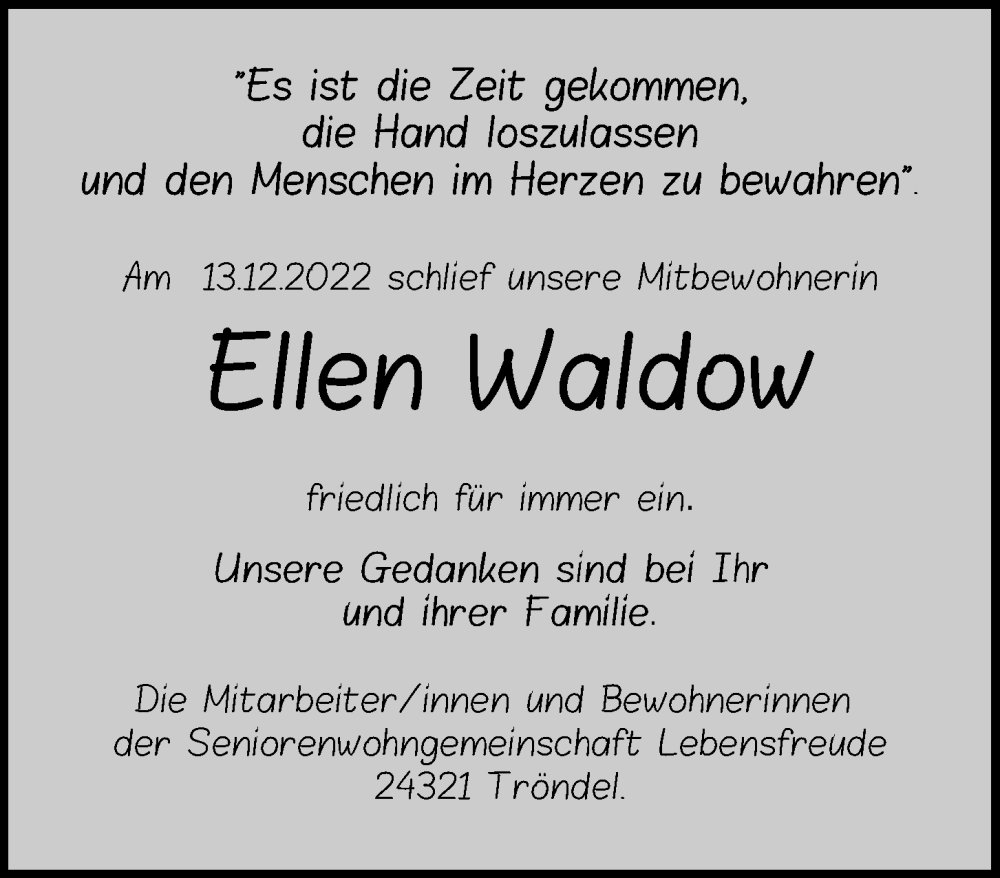 Ellen Waldow Traueranzeige 0520ec0a 1445 40a0 A451 73d1439f4ae9 