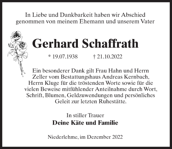 Traueranzeige von Gerhard Schaffrath von Märkischen Allgemeine Zeitung