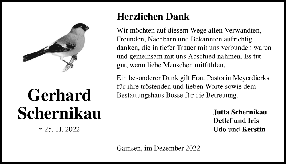  Traueranzeige für Gerhard Schernikau vom 31.12.2022 aus Aller Zeitung