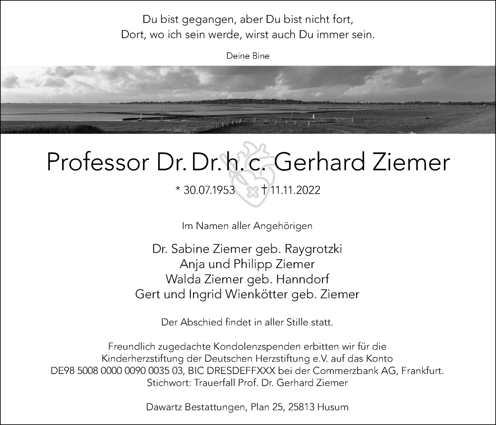  Traueranzeige für Gerhard Ziemer vom 03.12.2022 aus Hannoversche Allgemeine Zeitung/Neue Presse