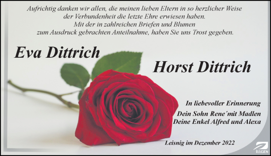 Traueranzeige von Horst Dittrich von Leipziger Volkszeitung