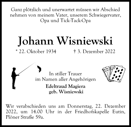 Traueranzeige von Johann Wisniewski von Lübecker Nachrichten