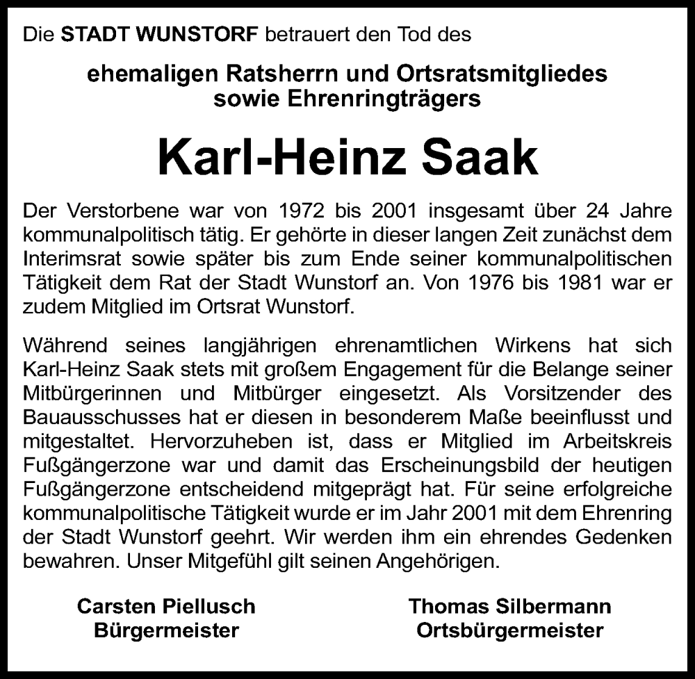 Traueranzeige für Karl-Heinz Saak vom 17.12.2022 aus Hannoversche Allgemeine Zeitung/Neue Presse