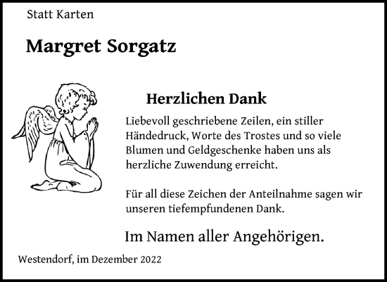 Traueranzeige von Margret Sorgatz von Schaumburger Nachrichten