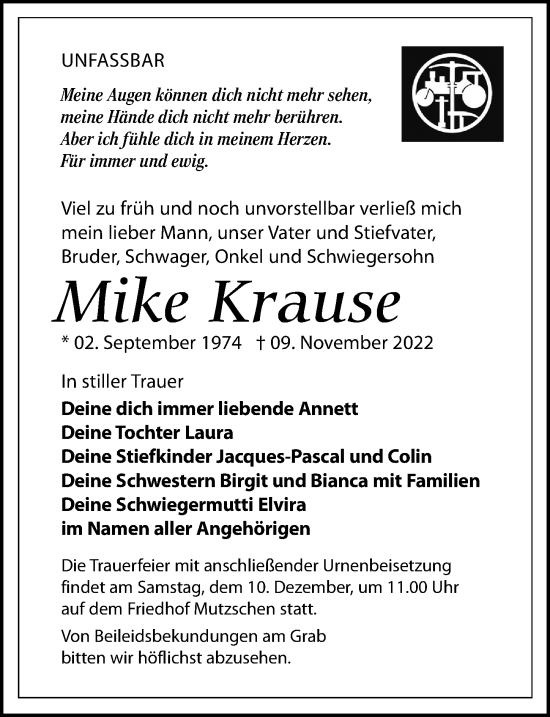 Traueranzeigen von Mike Krause traueranzeigen.de