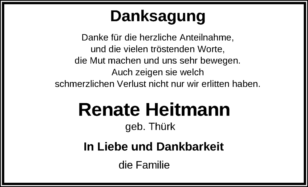  Traueranzeige für Renate Heitmann vom 17.12.2022 aus Ostsee-Zeitung GmbH