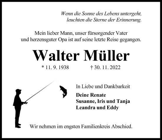 Traueranzeige von Walter Müller von Kieler Nachrichten