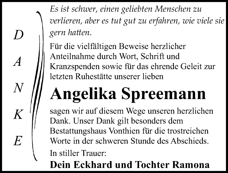  Traueranzeige für Angelika Spreemann vom 12.02.2022 aus Ostsee-Zeitung GmbH